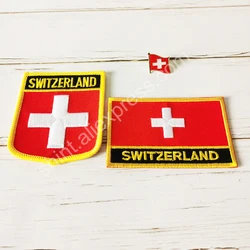 Svizzera bandiera nazionale ricamo patch distintivo scudo e spilla di forma quadrata un Set sulla decorazione dello zaino del braccialetto di stoffa