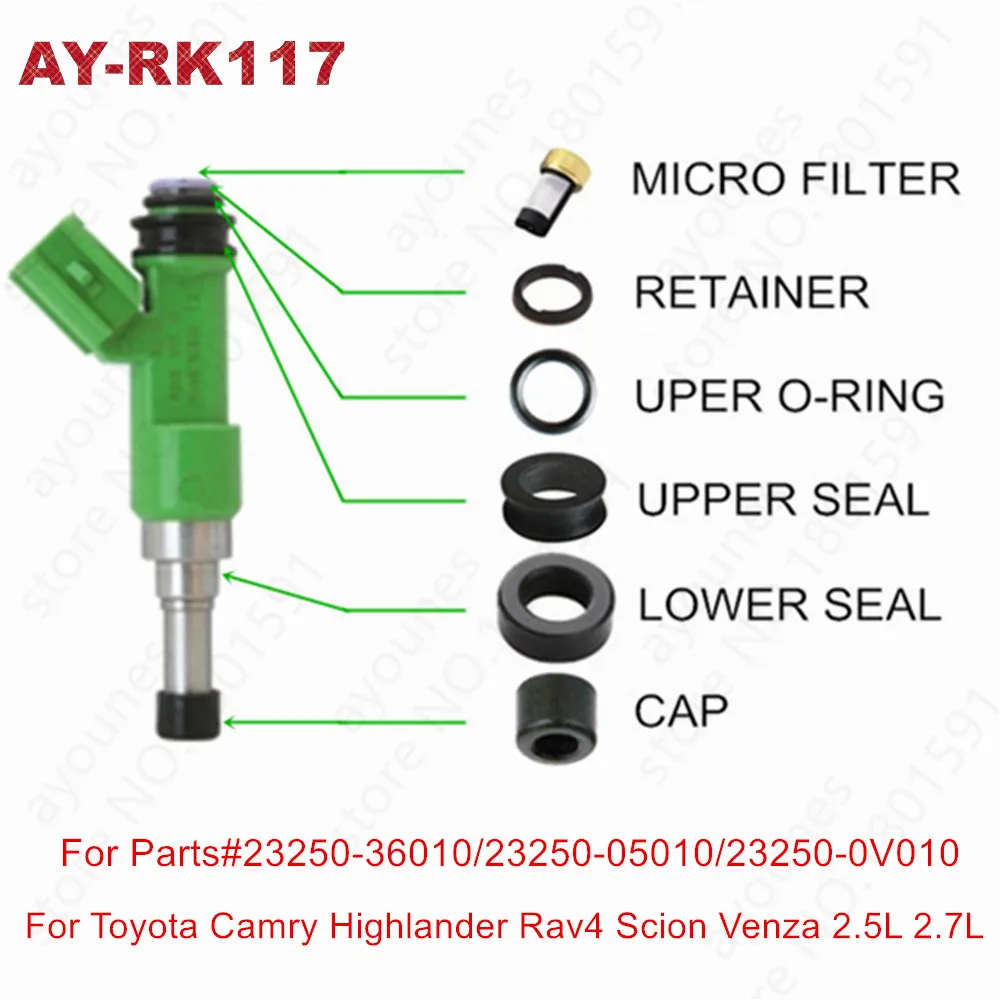 

6sets fuel injector repair kit OEM#23250-0C020 23250-36010 23250-0V010 for toyota camry rav4 scion venza 2.5L 2.7L (AY-RK117)