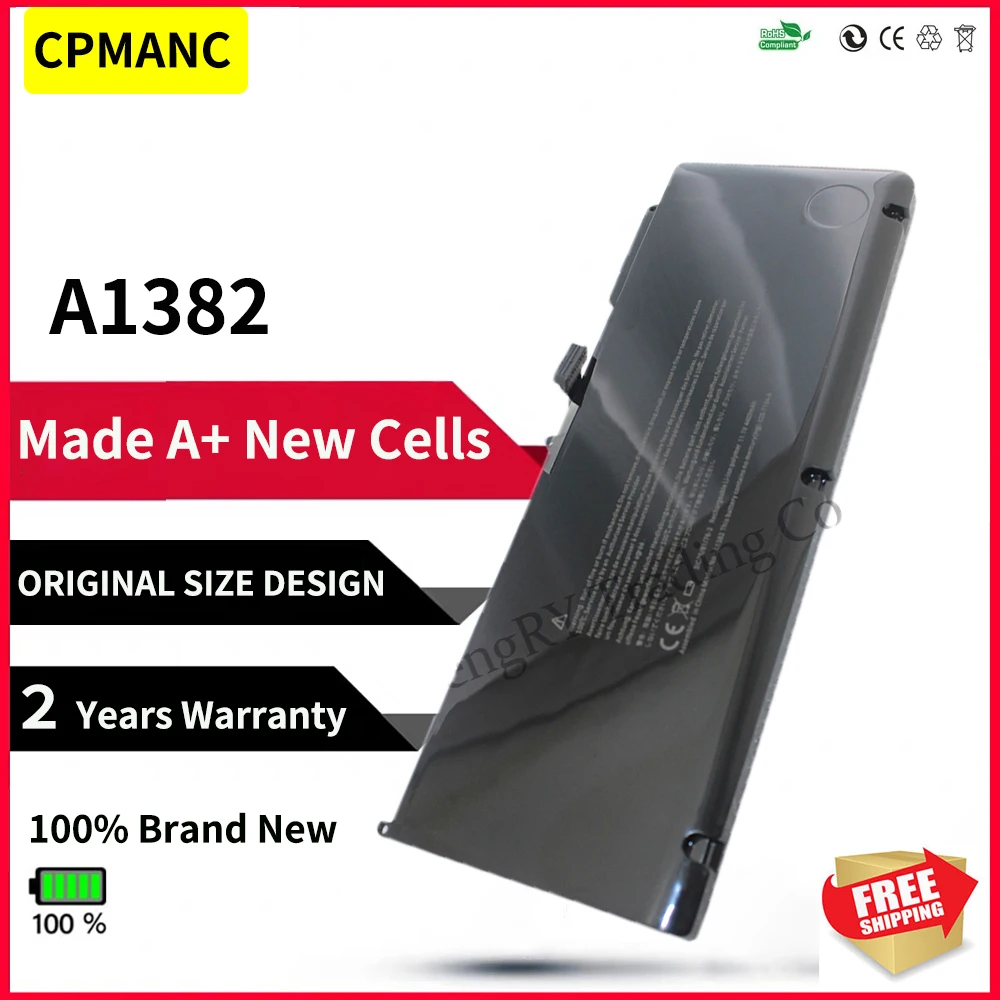 

Аккумулятор CPMANC A1382 A1286 для ноутбука Apple MacBook Pro Unibody 15 дюймов MC723LL/A MC721LL 020-7134-01 661-5844