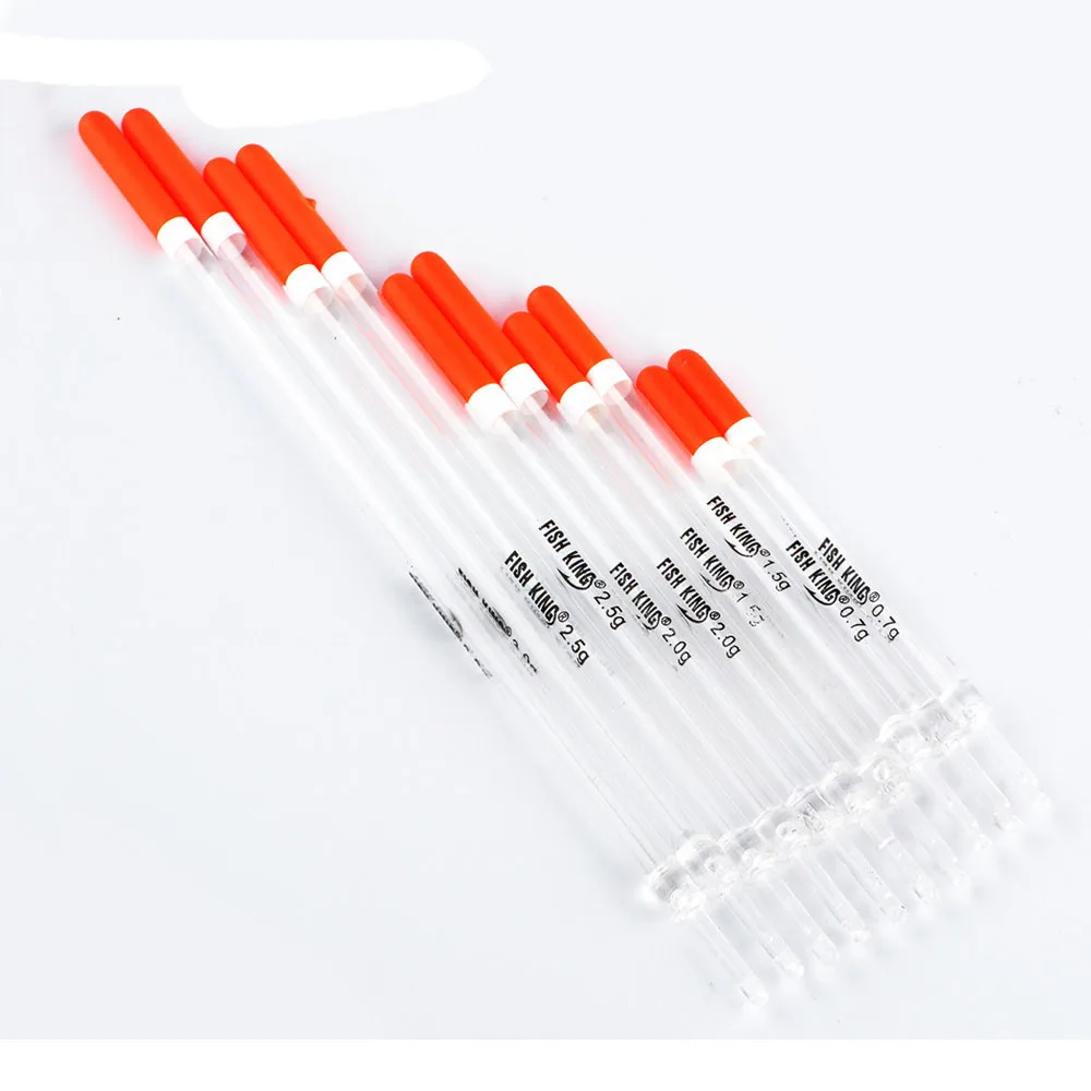 

10Pcs/Set 1/1.5/2/2.5/3g Mix Size Hard Plastic Fishing Float With Transparent Tube Vertical Buoy Fishing Tackle Fish Tools