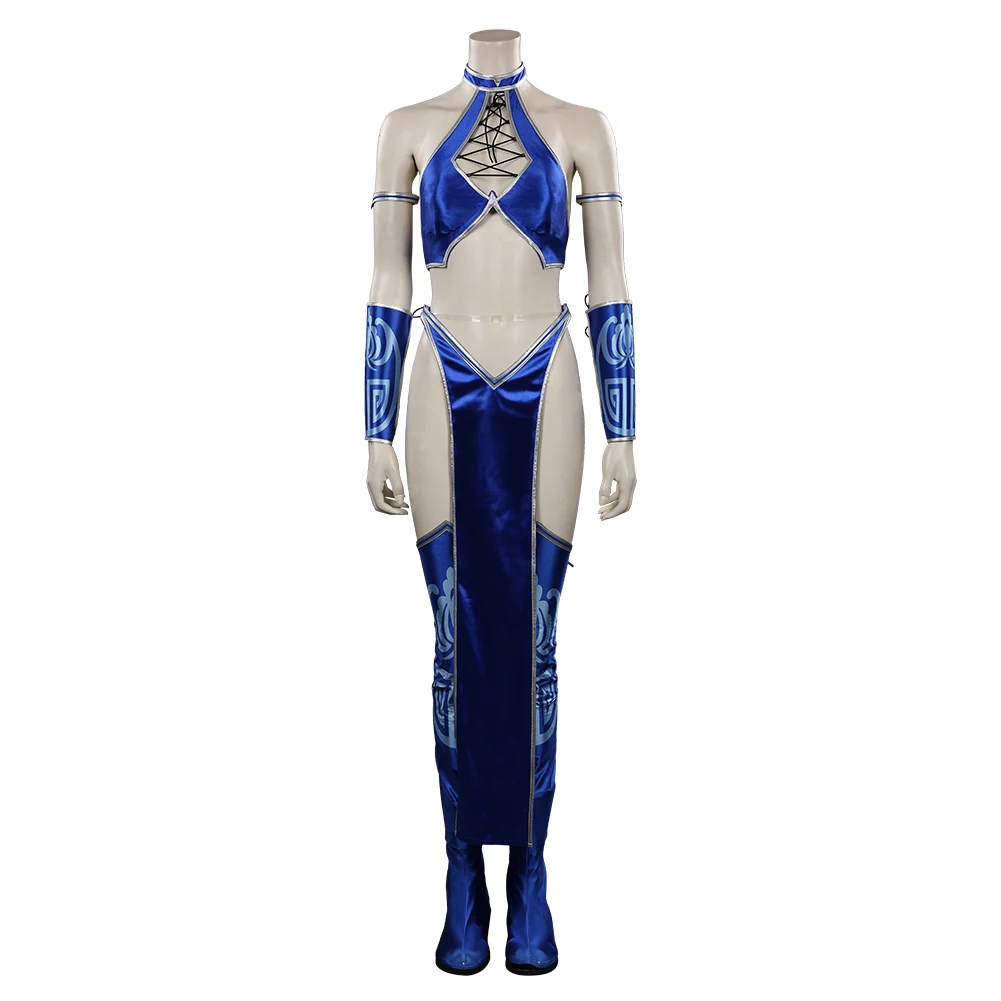 Mortal Cos Kombat Fantasy Kitana Cosplay Costume Adult Women Dress Outfits Halloween Carnival Party Disguise Suit