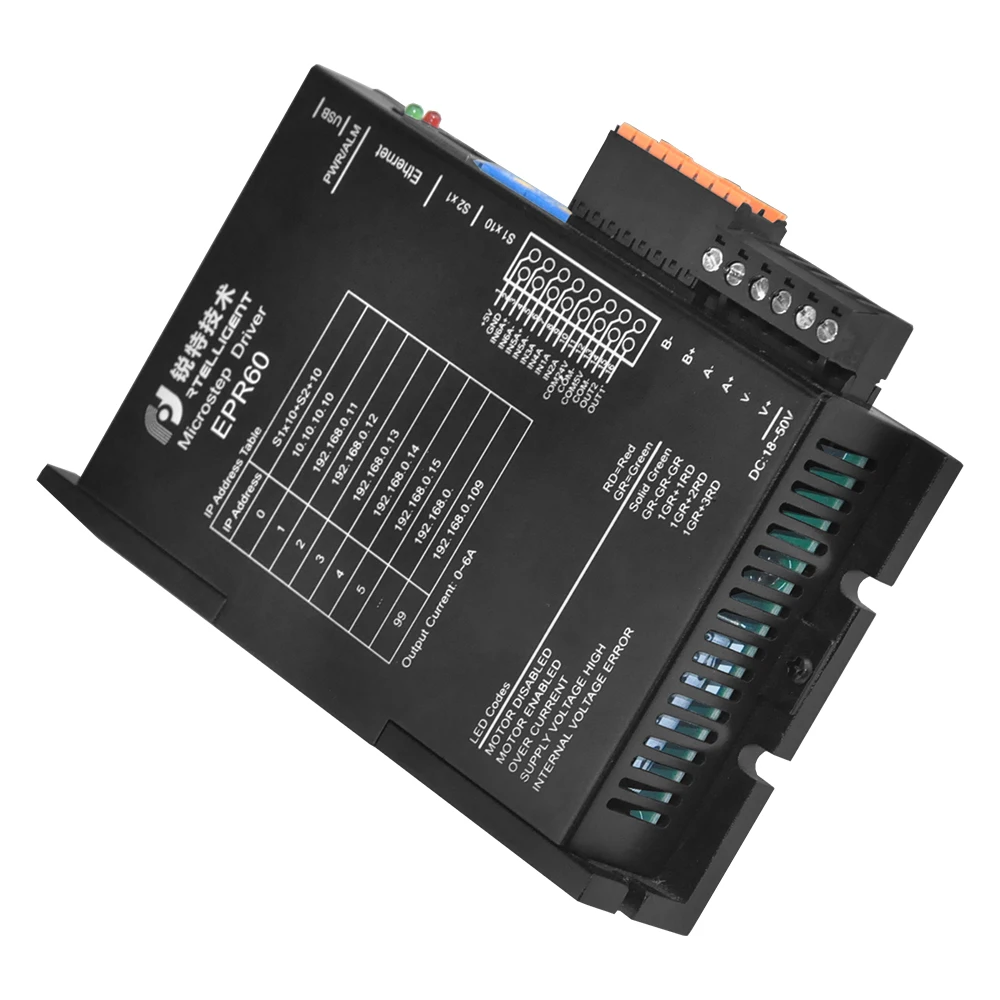 Rtelligent Nema 23 24 Stepper Motor Driver Ethernet Fieldbus EPR60/EPT60 Adopt MODBUS/TCP Protocol Compatible with 10M/100 bps
