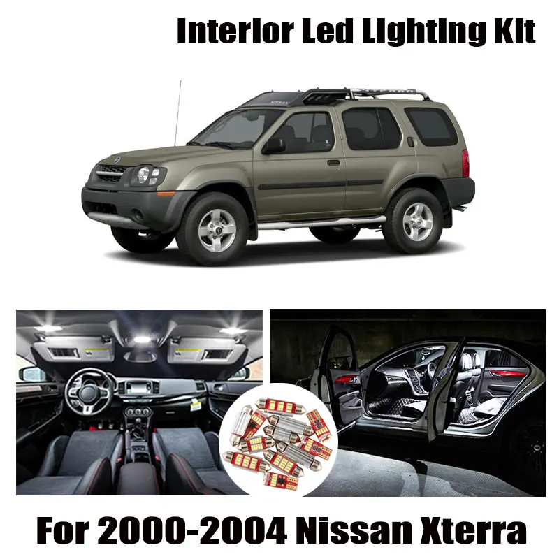 8 Bulbs White Car LED Interior Map Ceiling Light Kit Fit For Nissan Xterra 2000 2001 2002 2003 2004 Dome License Plate Lamp