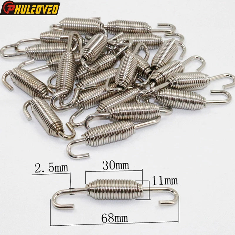 Universal Silver/Blue 100pcs/Lot Stainless Steel Springs Hooks for Motorcycle Exhaust Muffler Escape Header Middle Link Pipe