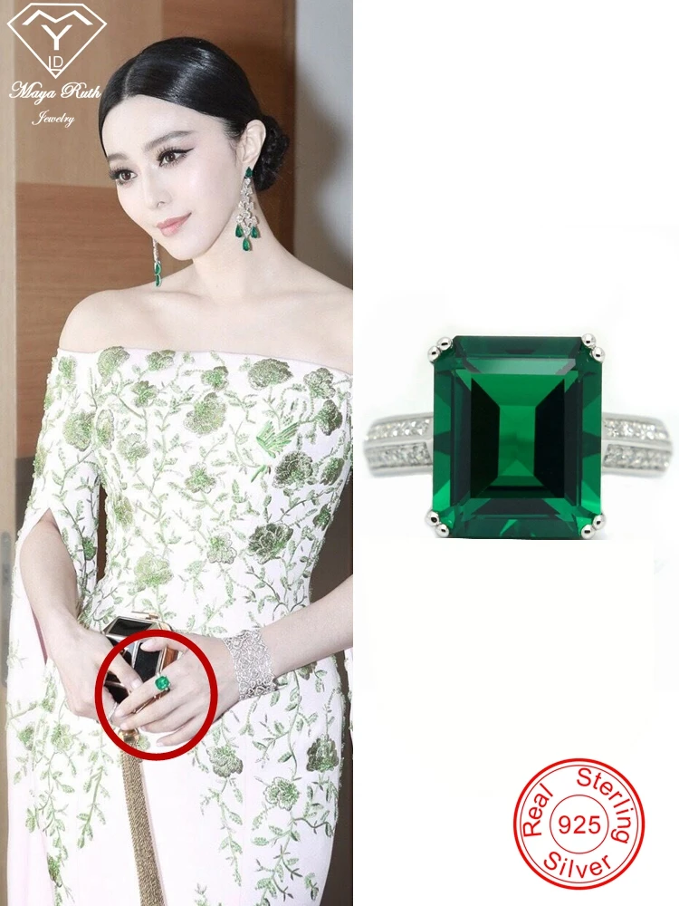 

Created Emerald Gemstone Cocktail Vintage Dating Ring Real Echt 925 Sterling Silver Party For Women Charms Luxury Female Gifts