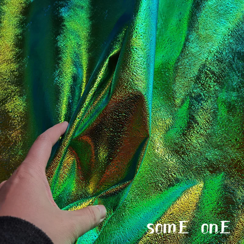 

Line Texture Leather Fabric Gold Green Change Waterproof DIY Background Decor Bags Cosplay Stage Clothes Dress Designer Fabric