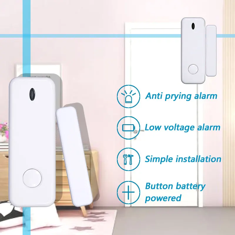 Sensor de puerta inalámbrico Ev1527, transmisión de 433MHz, frecuencia de protección de seguridad para el hogar inteligente, fácil instalación, conectar alarma para usar