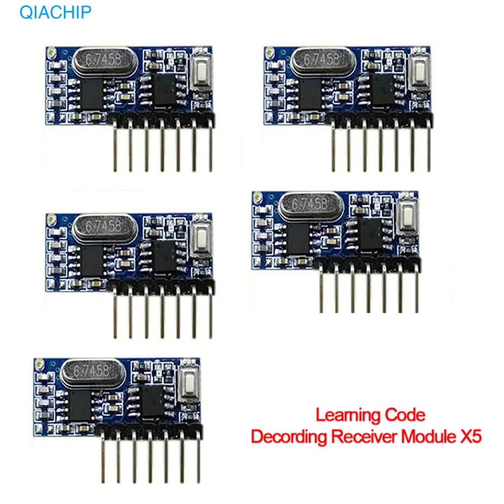 QIACHIP 5 sztuk 433Mhz bezprzewodowy pilot przełącznik 4CH RF przekaźnik EV1527 kodowanie nauka moduł dla przekaźnik ze światłem odbiornik Diy Kit