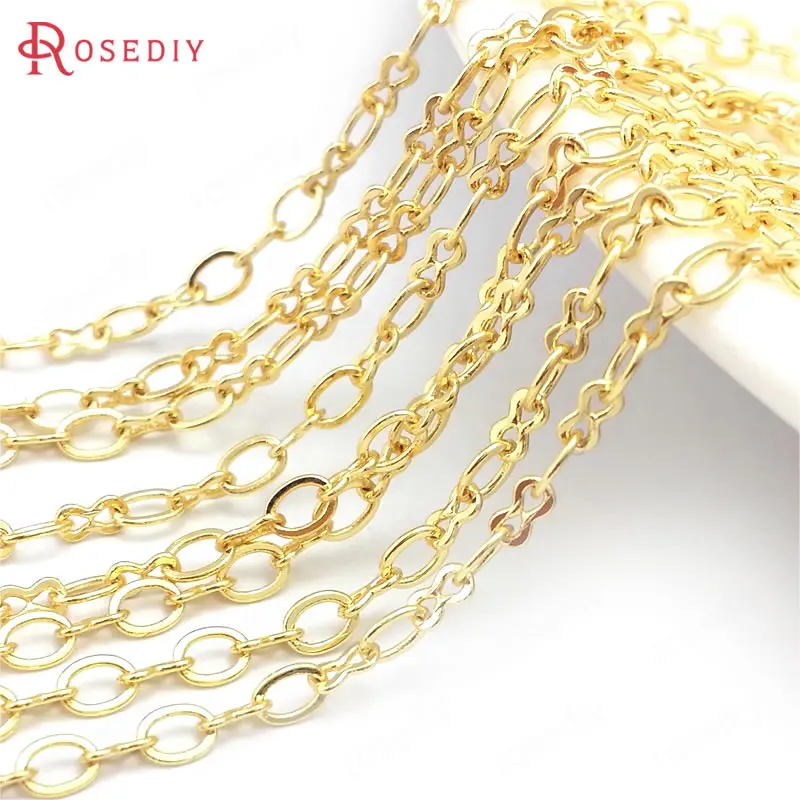 

2 Meters 24K Gold Color Brass Long Oval Shape Necklace Chains Bracelets Jewelry Chains Making Supplies Diy Findings Accessories