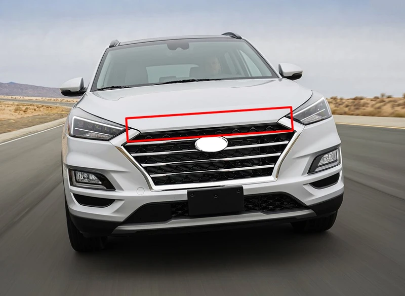 For Hyundai Tucson 2019 2020 ABS Chrome Front Hood Bonnet Grill Grille Bumper Lip Mesh Trim Cover Molding