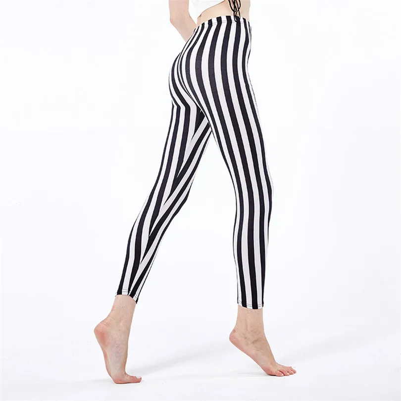 VISNXGI Sport Fitness Stripes Stretch Leggings Printed Women Leggings Casual Elasticity Ankle-Length Pant Female Fitnes Legging