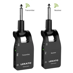 LEKATO Wireless Guitar System 2.4G Guitar Transmitter Receiver Rechargeable WS-10BS 6 Channels 100ft For Electric Guitar Bass