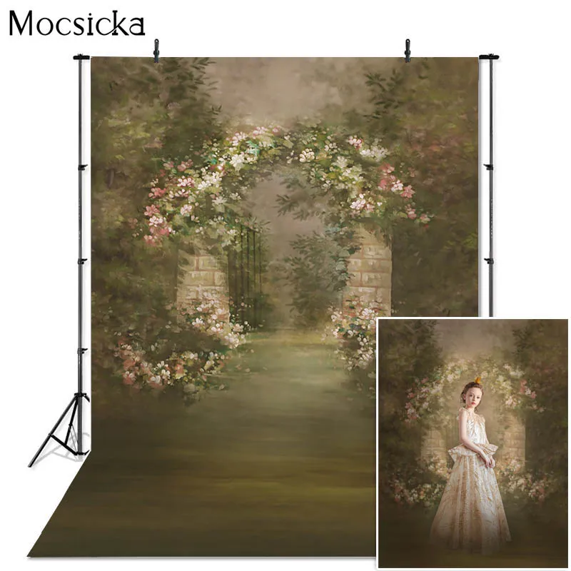 Mocsicka – arrière-plan de photographie abstraite, peinture à l'huile rétro, fleurs fraîches, Portrait d'enfant, pour Studio Photo