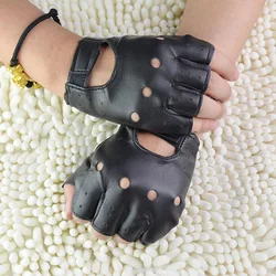 1 Paar Motor Punk Handschuhe Unisex schwarz Pu Leder finger lose Handschuhe schwarz weiblich Halb finger fahren Frauen Männer Sport Guantes heiß