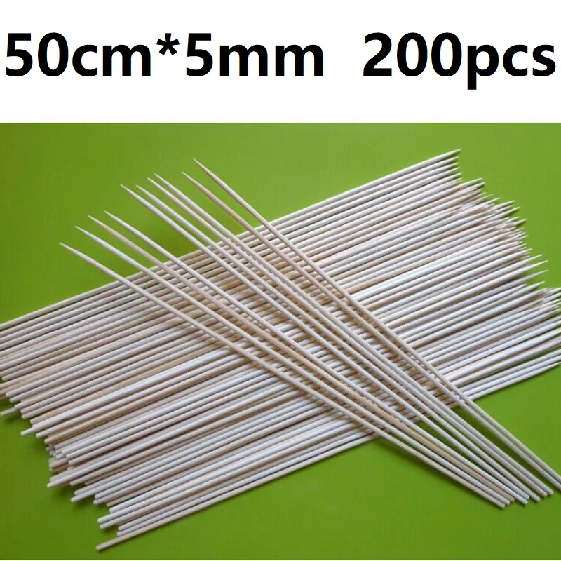 

200pcs 50cm*5mm Bamboo Wooden BBQ Skewers Natural Wood sticks Meat Shish Kebob Stick Barbecue Accessories Restaurant Bar Supply