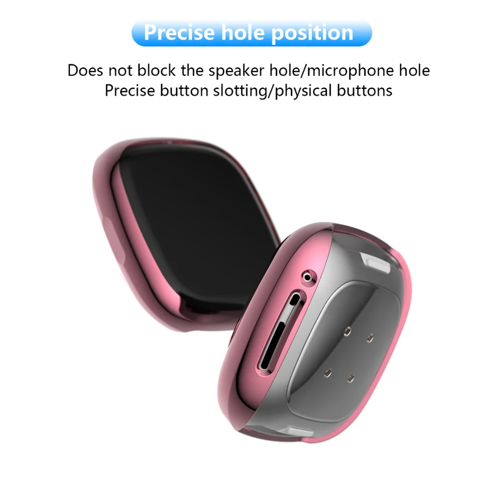 BEHUA Soft Tpu Case for Fitbit versa 3 / Sense Waterproof Watch cases Cover Screen Protector Full Waterproof Protective Shell