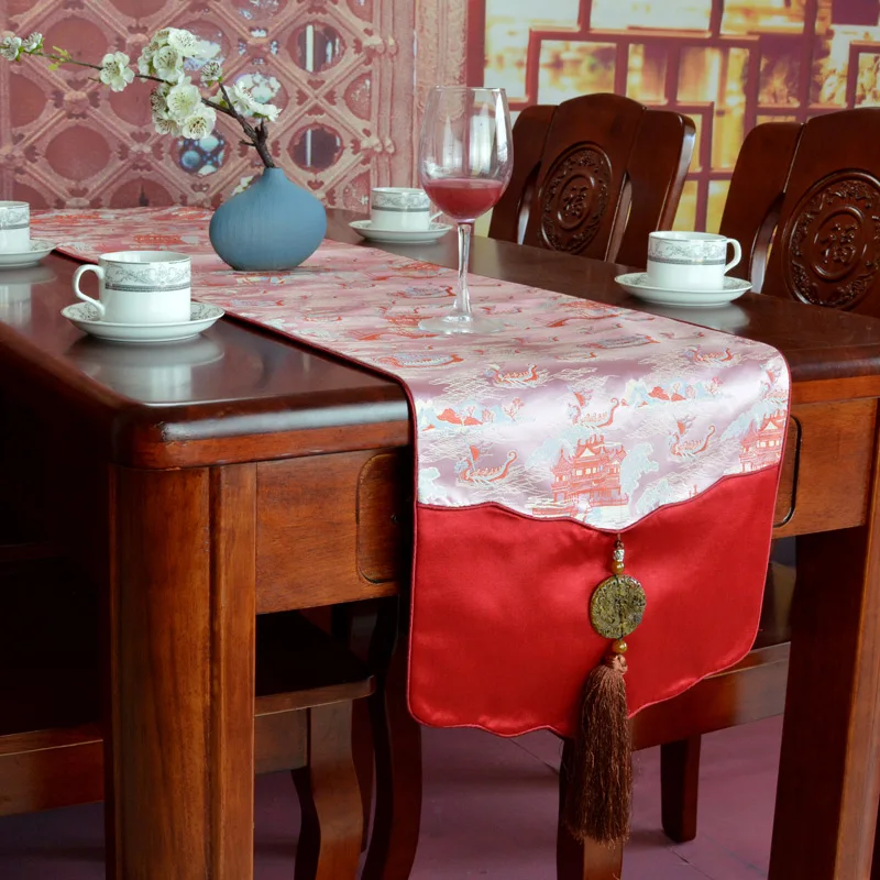 

true silk high quality traditional style table runner wholesale table runner for wedding hotel dinner party