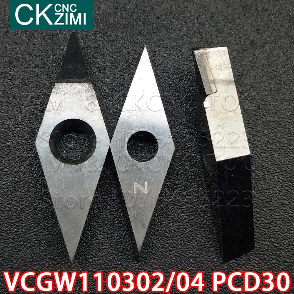 VCGT VCGW110302 PCD30 VCGW110304 PCD30 PCD الماس إدراج CNC الخارجية تحول إدراج حامل مخرطة أداة VCGW ل النحاس الألومنيوم