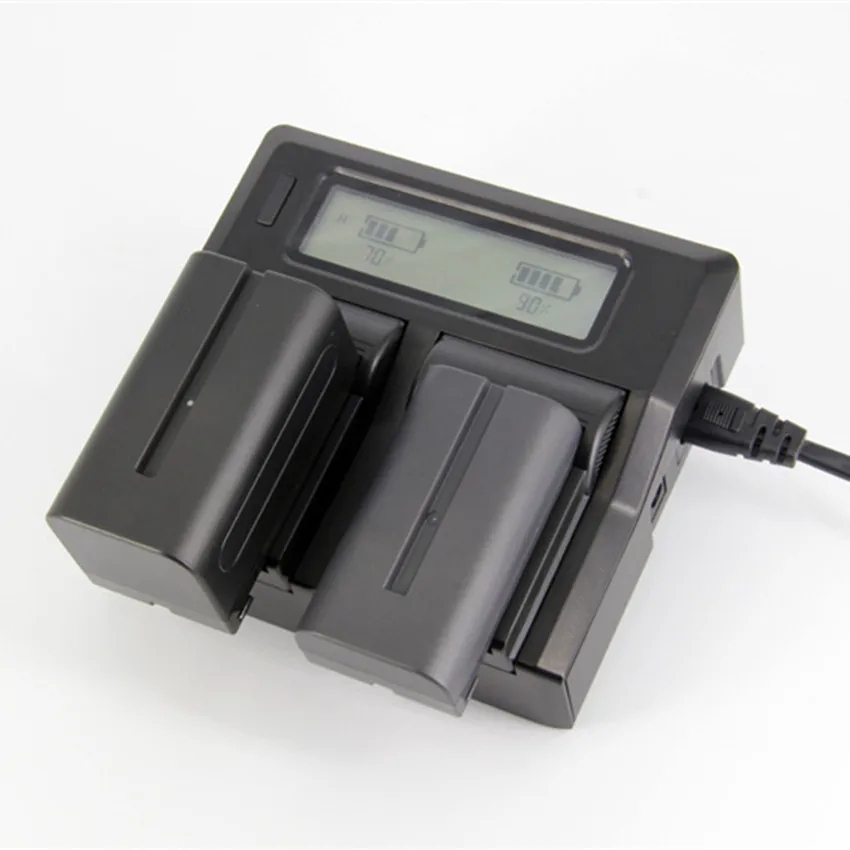 بطارية فائقة السرعة LCD سريع مزدوج شاحن أجهزة سوني ليثيوم أيون NP F970 F960 F550 F570 QM91D شاحن الكاميرا
