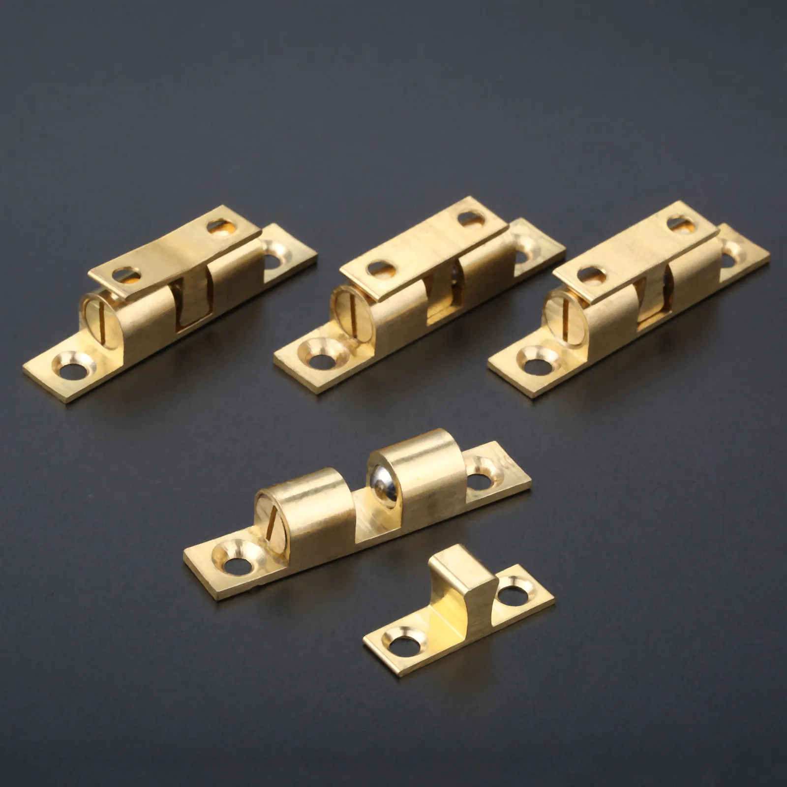 4Pcs 50x9mm Reinem Kupfer Doppel Ball Latch Clip Lock Schrank Tür Fänge Touch Perlen Bronze Messing farbe Hardware Zubehör