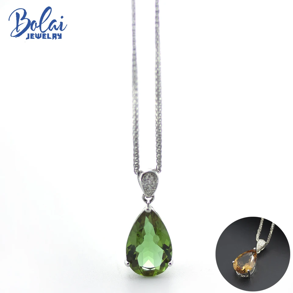 

Bolai Color Changing Zultanite Pendant Necklace 925 Sterling Silver Pear Created Diaspore Gemstone For Women Classic Style Gift