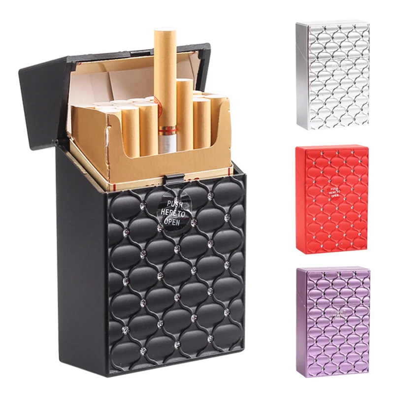 Plastic Cigarette Case Portable 20 Sticks Lighter Storage Box Holder Top Flip Press Open Case Smoking Tools Color Random