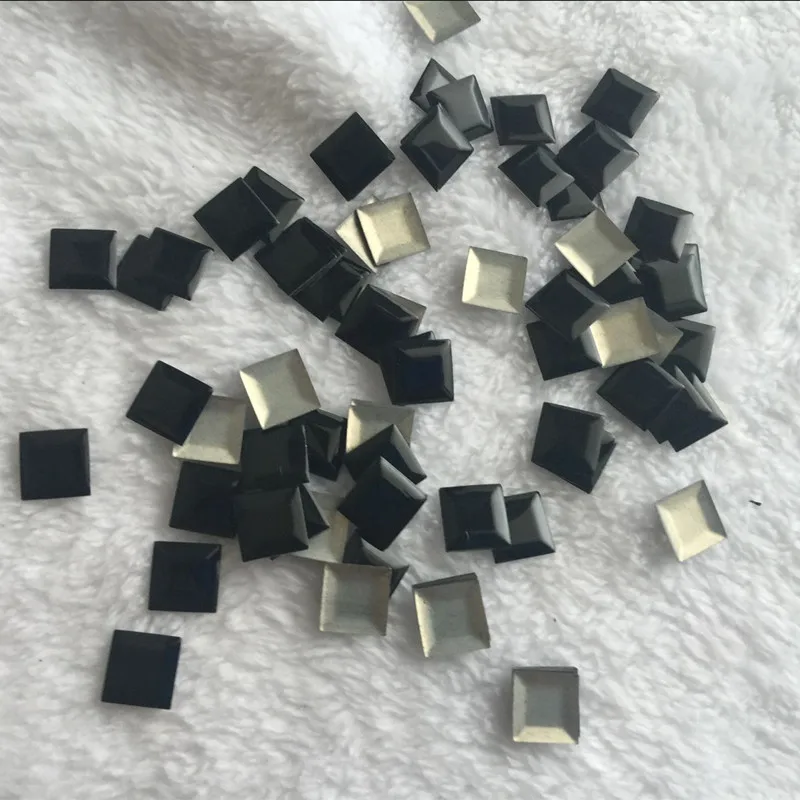 1440PCS 10mm Square Black  Rhinestuds Hotfix Iron On Nailheads Loose Beads Panel Pressing Flat Back Studs For DIY Shoes Clothes