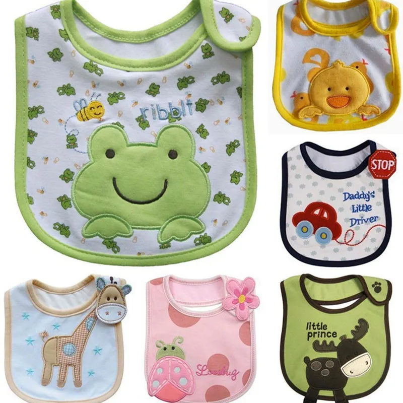 3pc Baby Girl Boy Towel Saliva Waterproof New Kids Cartoon Pattern 3 Layer Toddler Lunch Bibs Burp Cloths