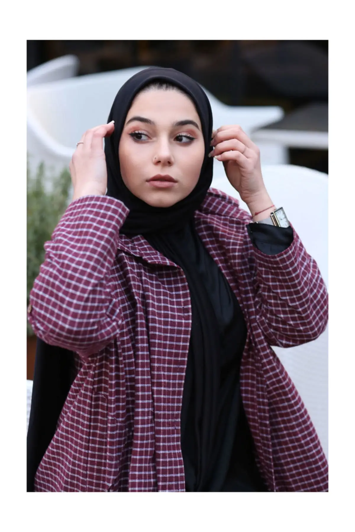 Combed cotton Shawl Py10 Black