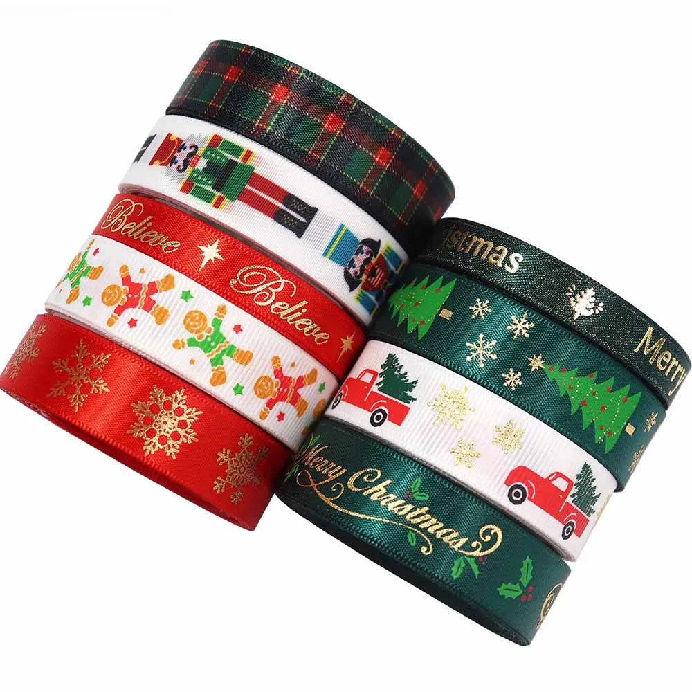 5 Yard Christmas Cartoon Ribbons Ribbing Festival Party Decoration For DIY Bowknot Card Gifts Box Packaging Handmade Home Decor