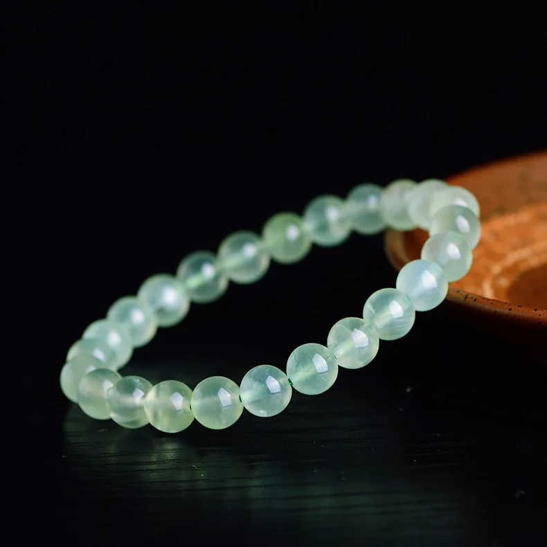 Natural Green Prehnite Quartz Beads Bracelet Woman Man Green Prehnite Crystal Round Beads 7mm 8mm 9mm 10mm Jewelry AAAAA