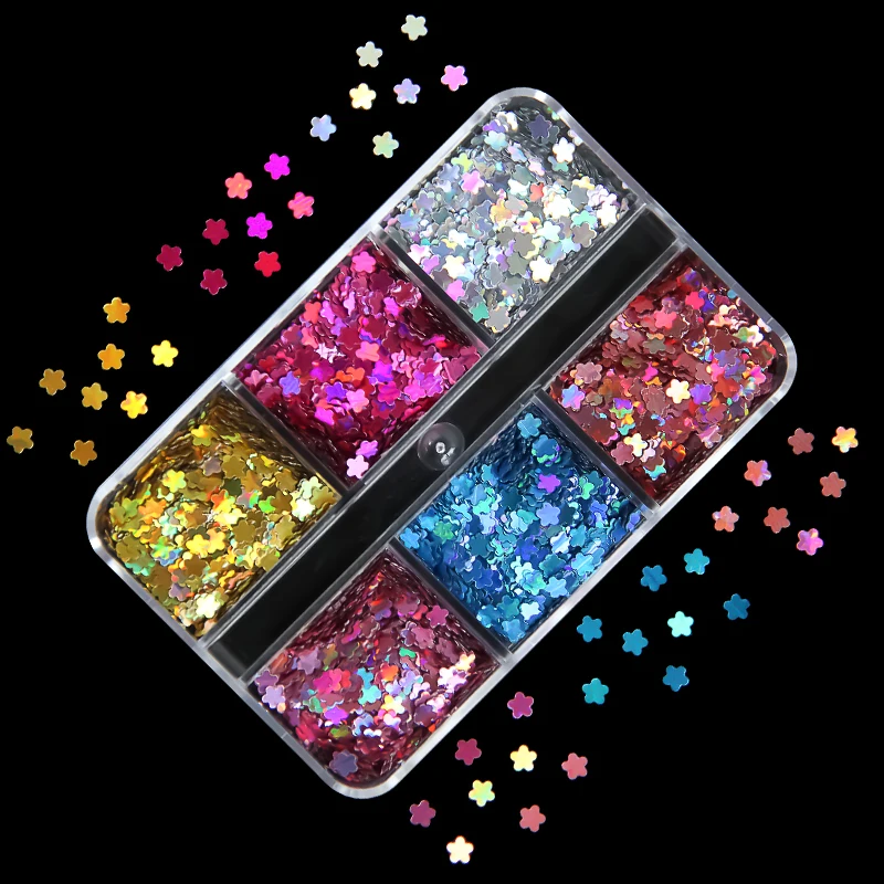 6 Gitter Holographische Herz-Nagelkunst Glitzer-Pailletten Laser-Herzchen Pailletten-Flocken DIY Maniküre 3D Nagelkunst Dekorationswerkzeuge – Detail 14