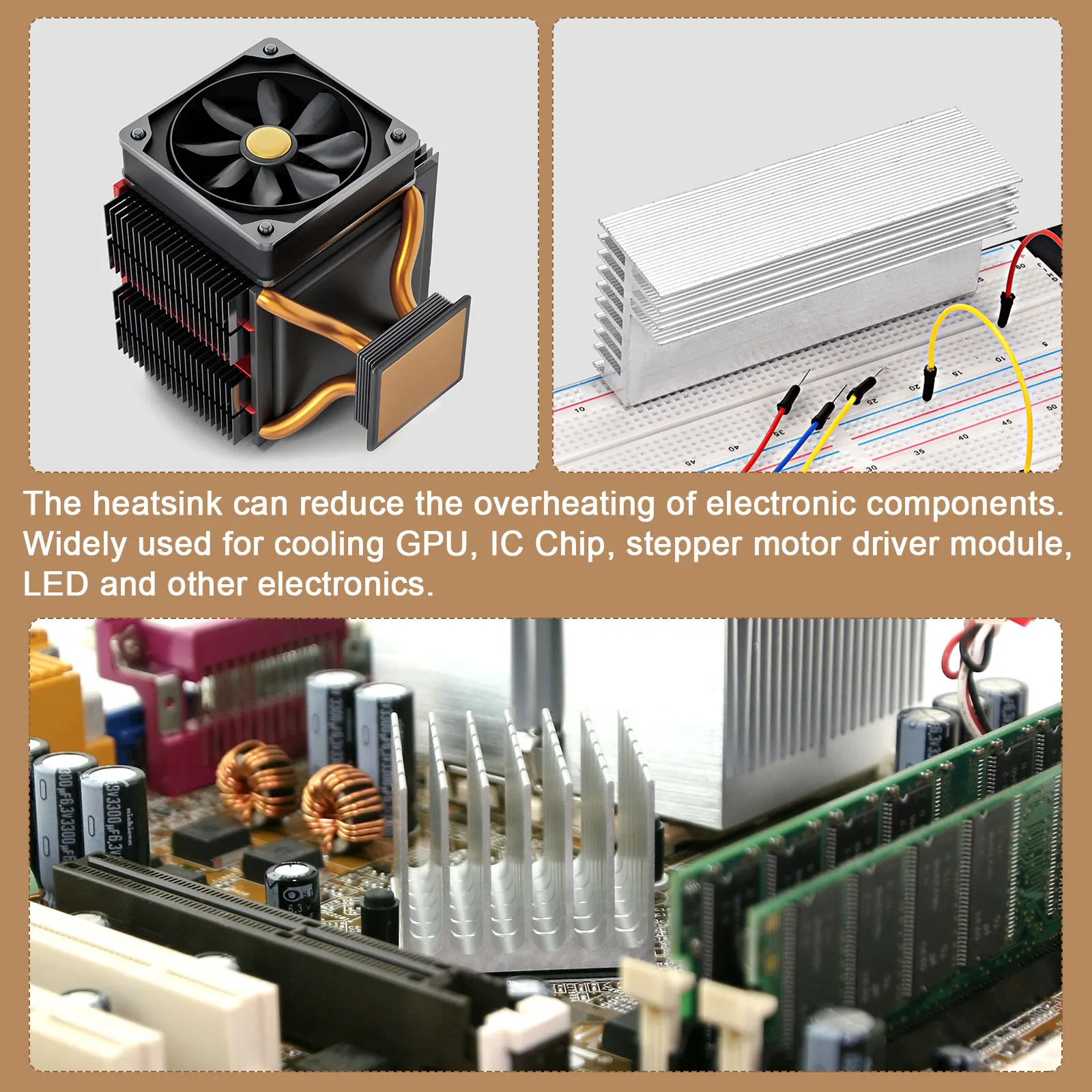 Uxcell Elektronischer Kühlermodul-Kühler, Aluminium-Kühlkörper, 9 x 9 x 12 mm, für CPU mit selbstklebendem Pad, Schwarz, 20 Stück