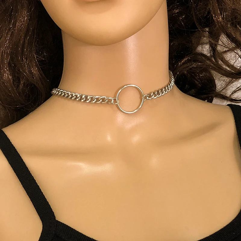 2022 neue Halskette Für Frauen Gothic Kette Choker Kreis Rock Aussage Halskette Kreis Dekoration Metall Schmuck Vintage Mode – Detail 4