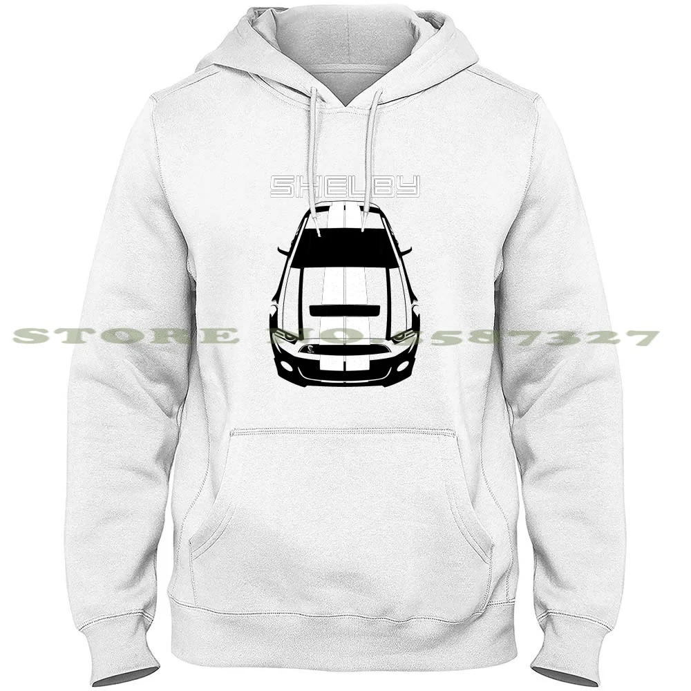 Mustang Gt500 2013-2014 - White Lines Long Sleeve Hoodie Sweatshirt Shelby Gt500 2013 2014 Shelby