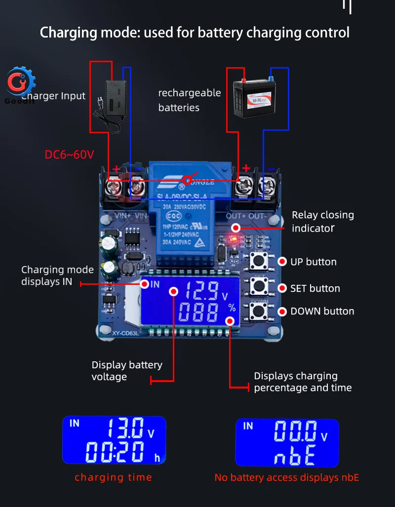 CD63L CD63 30A battery charging control module full power off DC voltage protection undervoltage and loss of power protector