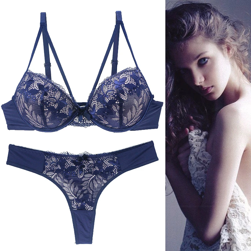 2021 New Lace ricamo reggiseno set donna Push Up intimo 32/70 34/75 /36/80 38/85 40/90 42/95 44/100 BCDE Cup Lingerie