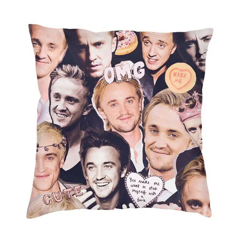 Tom Felton Funny Meme Collage Throw Pillow Cases Living Room Decoration Sofa Cushion Cover Square Pillowcase