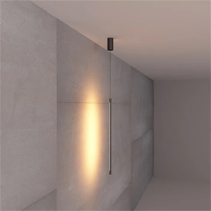 Candelabros minimalistas de aluminio negro, lámparas de Interior para sala de estar, decoración de pared, luces LED colgantes, Bar, dormitorio, AC85-260V de iluminación