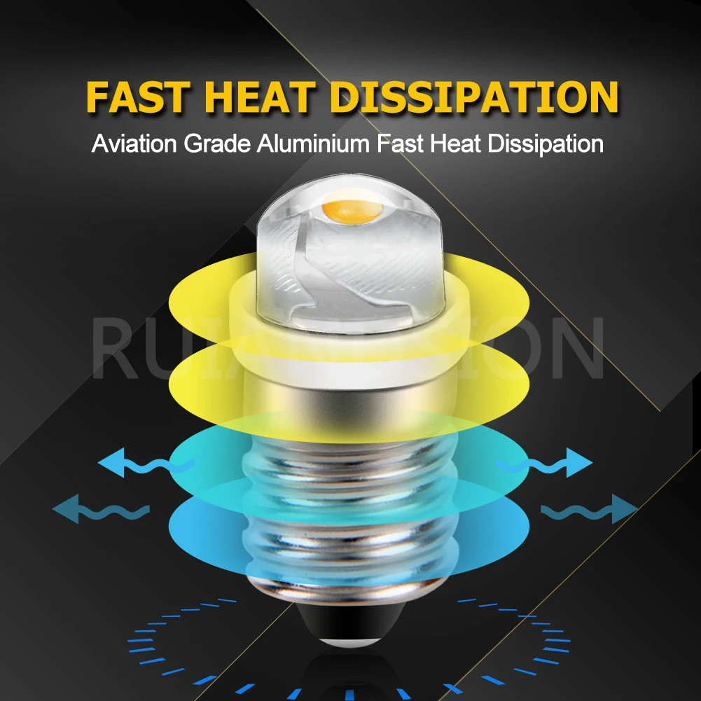 RUIANDSION Wholesale 50Pcs E10 Screw 100Lm Lantern Torch Machine LED Bulb 3V 4.5V 6V 12V 0.5W 2-6Cells Nonpolar 4300K 6000K view 2