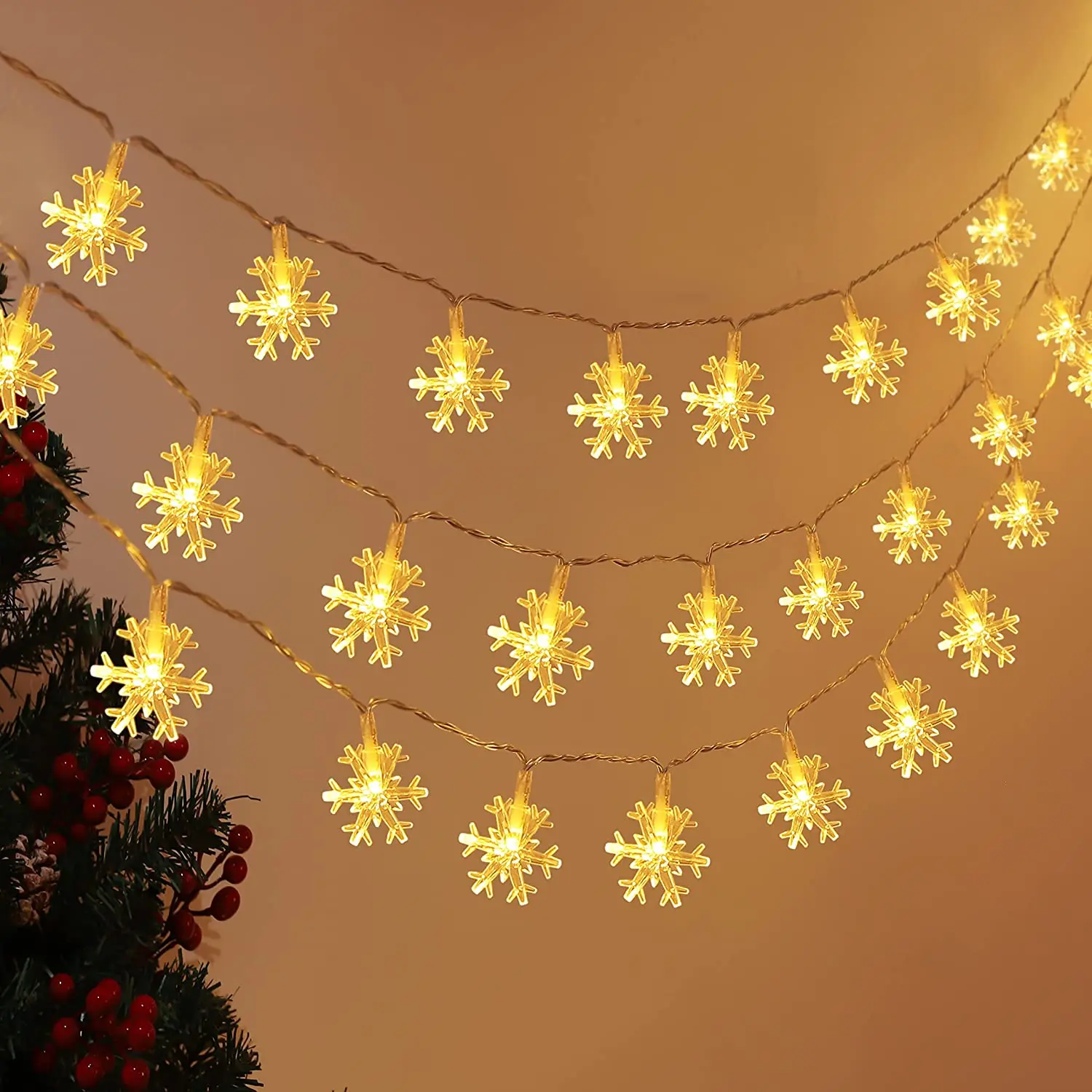 

Christmas Decorations 2025 Led Snowflake Snow String Lights 6M/10M Battery-Operated Garland New Year Eve 2025 Decor Festoon Led