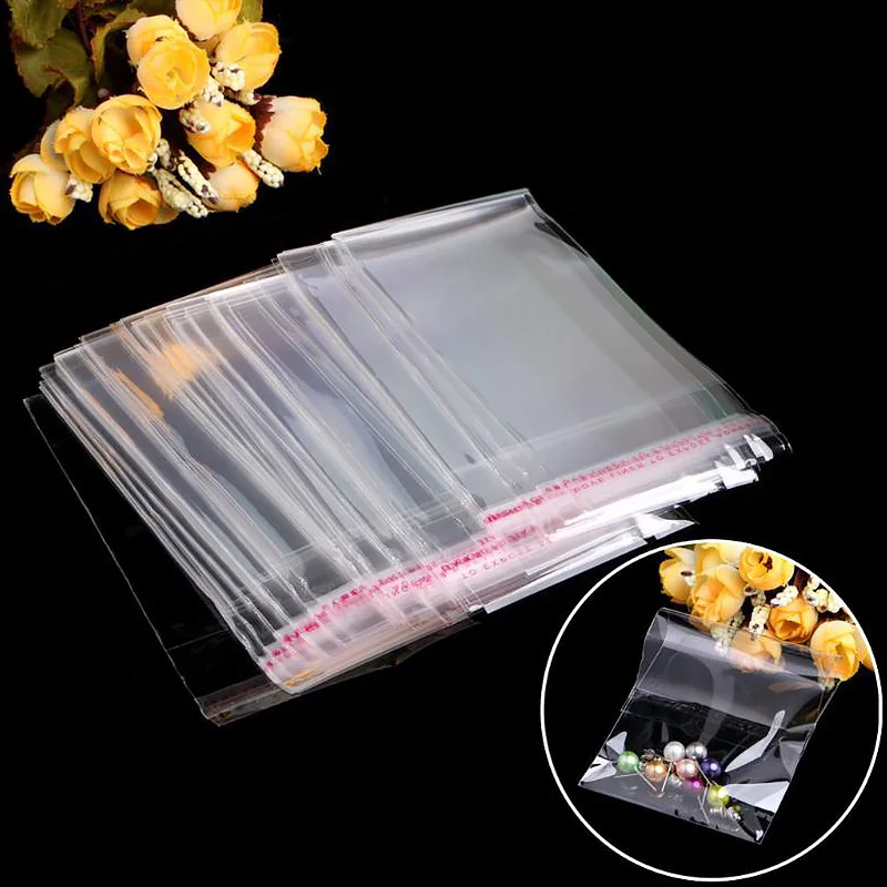 Sachets en plastique OPP transparents auto-adhésifs, 100 pièces, emballage cadeau pour aliments, pain, Biscuit et bijoux, sachet à fermeture éclair