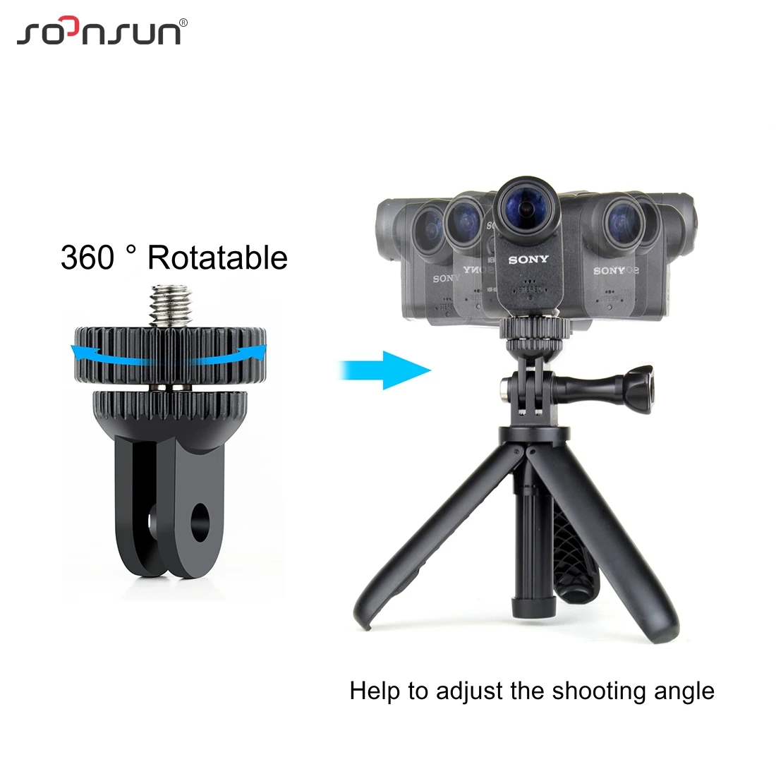 Adattatore per filettatura da M6 a 3/8 UNC per testa a sfera del treppiede e piastra QR Adattatore per filettatura da M6 a 3/8 UNC per testa a sfera del treppiede e piastra QR