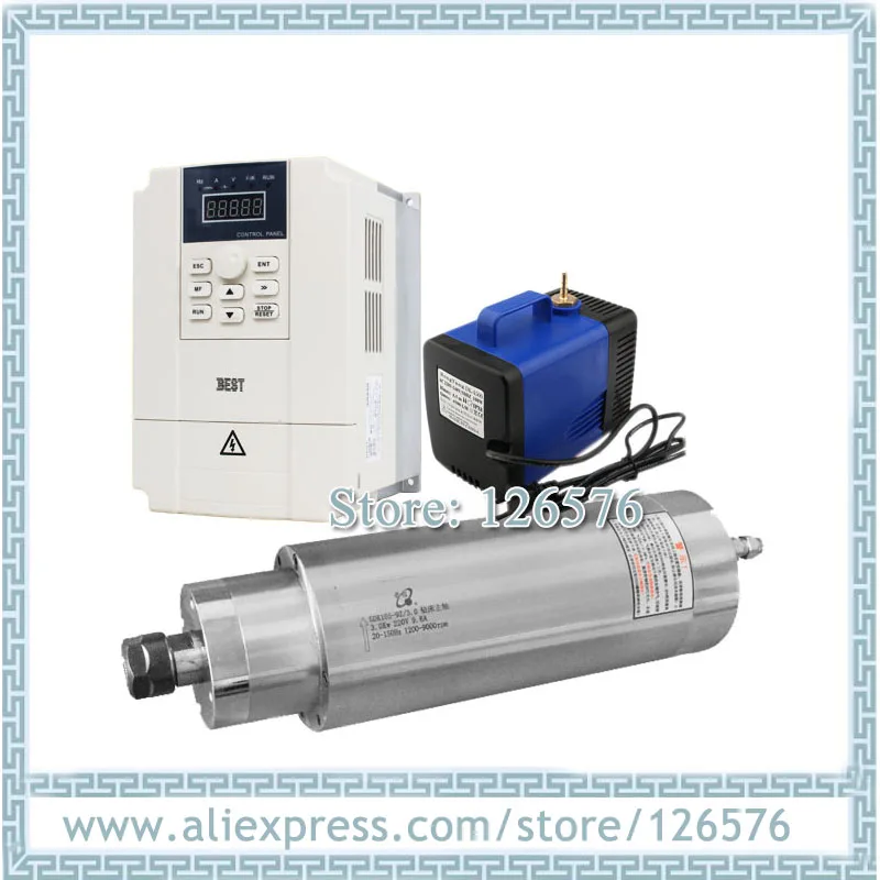 

Lower Speed 1800rpm-18000rpm 4.5kw ER20 D105mm metal Drilling spindle motor + 5.5kw AC380V INVERTER + Water Pump