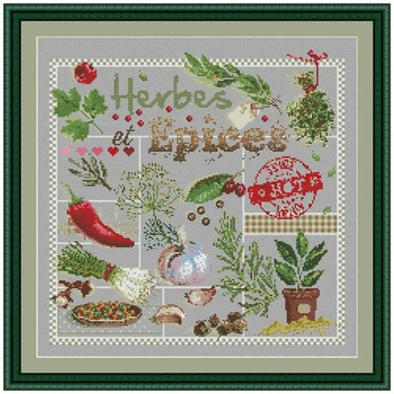 Herbs and spices patterns Counted Cross Stitch 11CT 14CT 18CT DIY wholesale Chinese Cross Stitch Kit Embroidery Needlework Sets