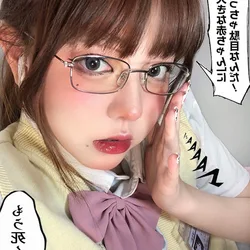 Japanese Harajuku Glasses Frame Women No Makeup Fashion Anti-blue Glasses Men Contrasting Cute Decorative Glasses