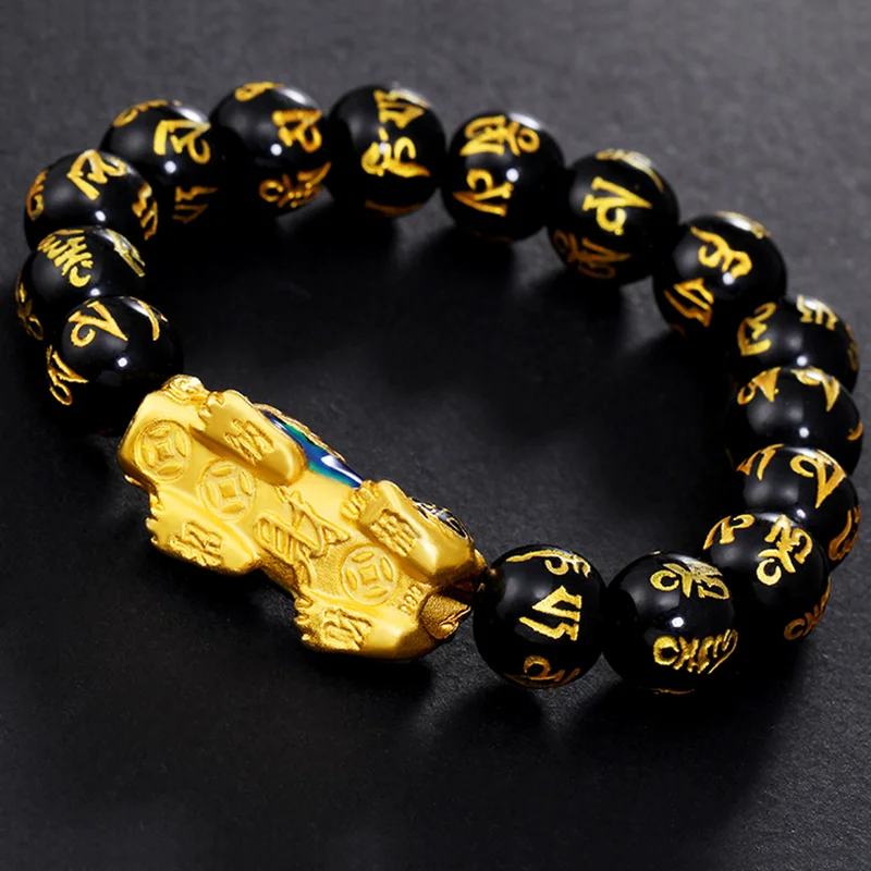 Pure copper Change Color Pixiu Feng Shui Gift Obsidian Bracelet for man and women Handmade good Lucky Amulet Jewellery