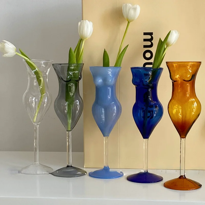 1PC creative flute glass Cordial Women body shape cocktail glass transparent creative human glass cup bar drinking