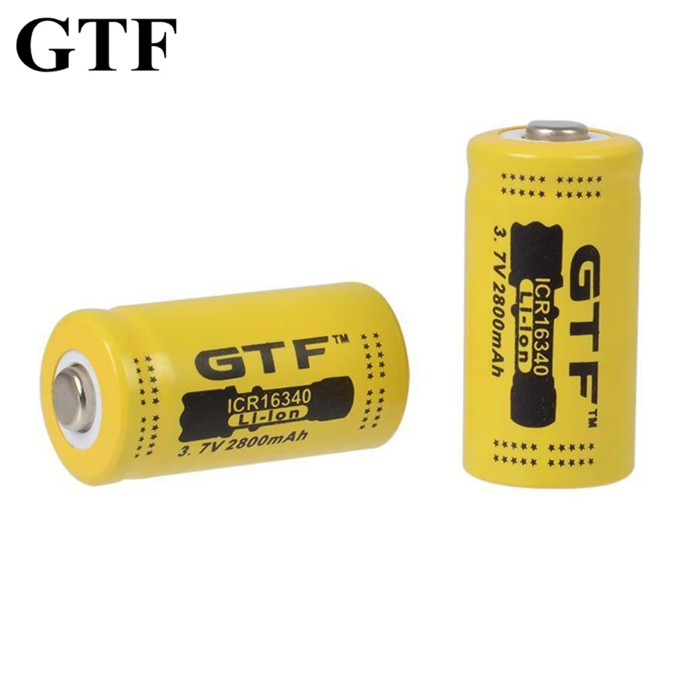 GTF 3.7V 16340 2800mAh baterie CR123A LR123A akumulator litowo-jonowy do latarki reflektor drop shipping