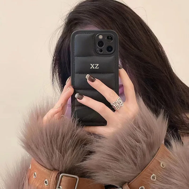 Customized Gold & Silver Name Leather Phone Case For iPhone 13 Pro Max 12 11 Pro Max XS XR X Cover Full Coverage Lens protection